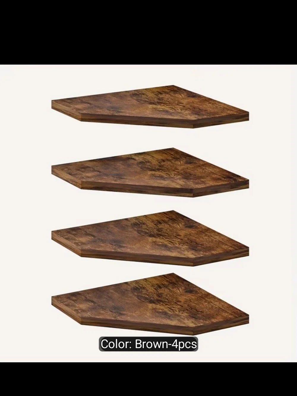 Brown Wood Corner Wall Display Shelves - 4 Pack